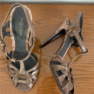 Authentic Bottega Veneta Bronze Strappy Heels